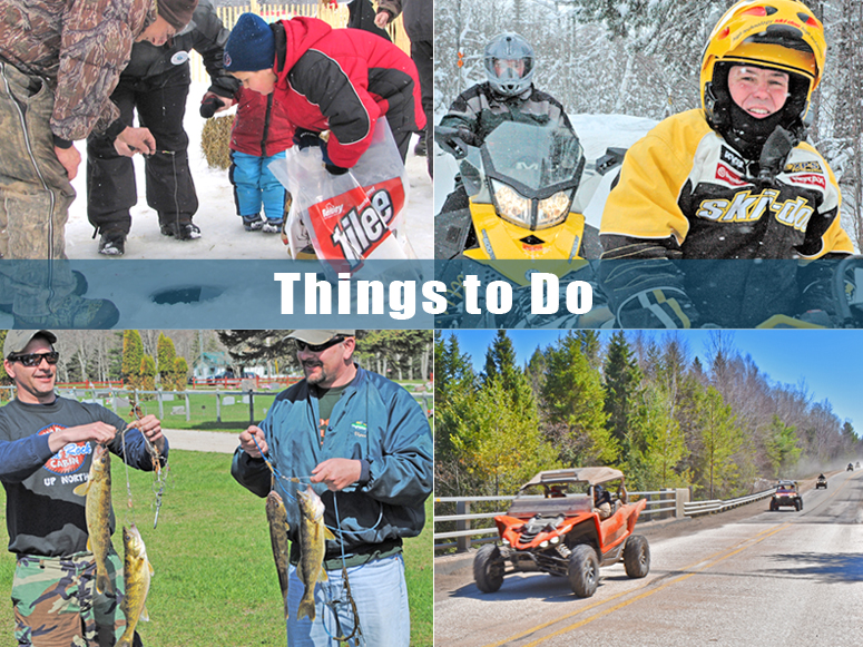 Curtis MI Activities, Things to Do, Fishing, Snowmobiling, ATV ORV UTVing, Ice Fishing, Cross County Skiing, Ice Skating, Snow Shoeing, Swimming, Boating